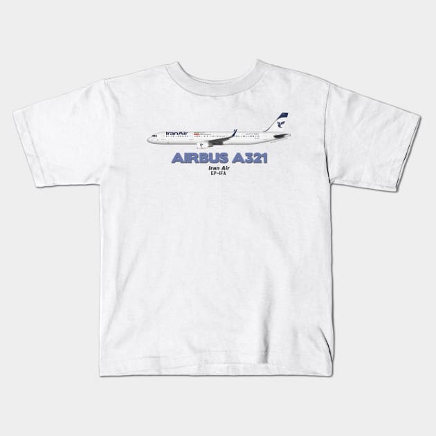 Airbus A321 - Iran Air Kids T-Shirt by TheArtofFlying